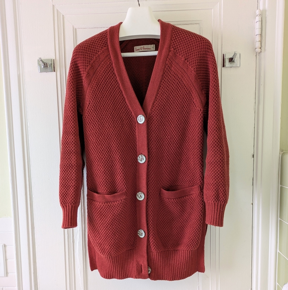 love, hanna Long Brick-colored Cardigan
